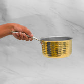 Pure Brass Sauce Pan With Resistant Handle for Cooking – Tin Coated (Kalai) – Handcrafted Hammered & Traditional Design